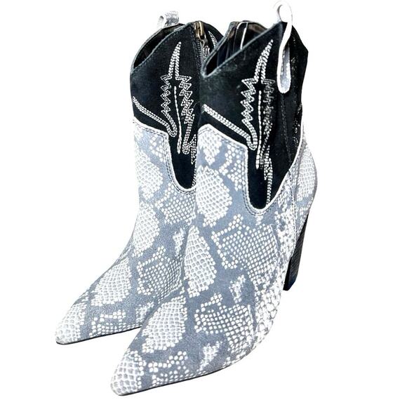 Dingo Women’s Calico Snakeskin Leather Western Style Boots Black/Gray Size 9M - Picture 1 of 8
